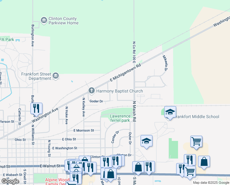 map of restaurants, bars, coffee shops, grocery stores, and more near in Clinton County