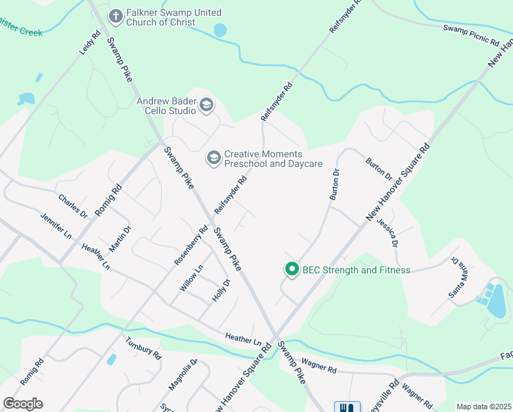 map of restaurants, bars, coffee shops, grocery stores, and more near 2323 Colonial Drive in Gilbertsville