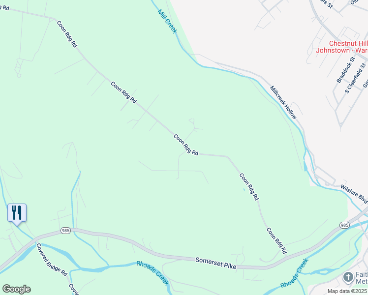 map of restaurants, bars, coffee shops, grocery stores, and more near in Johnstown