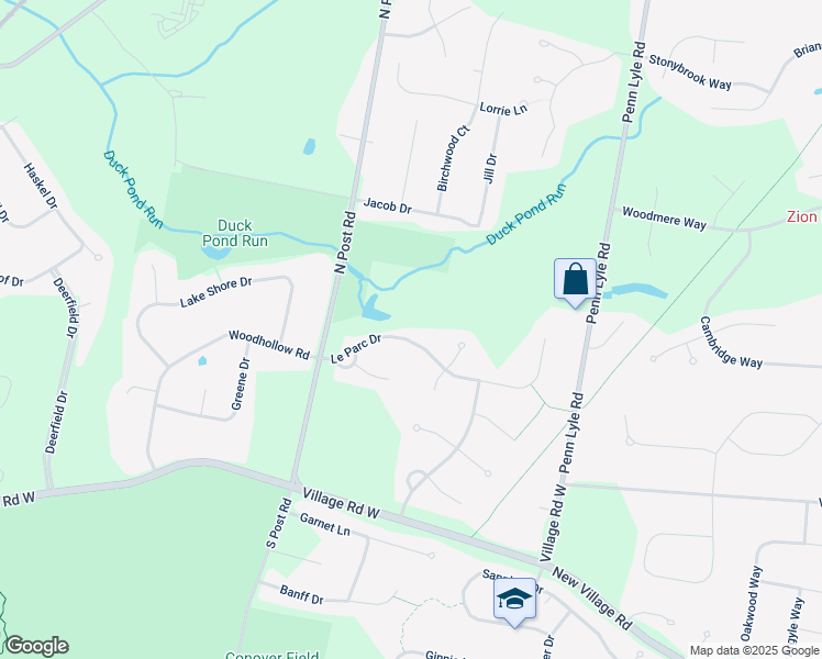 map of restaurants, bars, coffee shops, grocery stores, and more near 10 Le Parc Drive in West Windsor Township