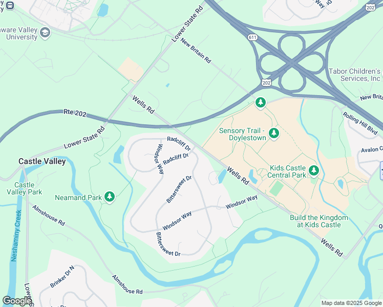 map of restaurants, bars, coffee shops, grocery stores, and more near 27 Radcliff Drive in Doylestown