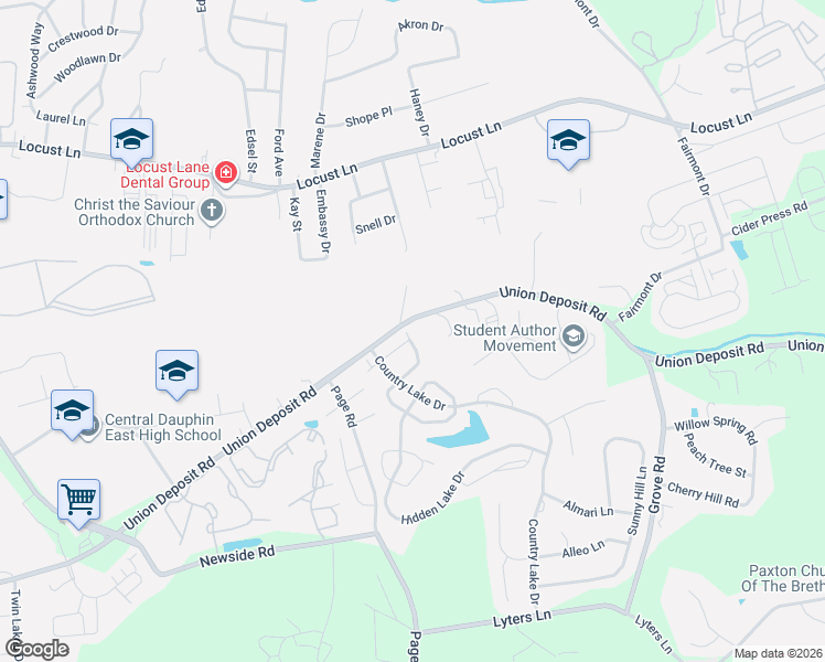 map of restaurants, bars, coffee shops, grocery stores, and more near 5720 Union Deposit Road in Harrisburg