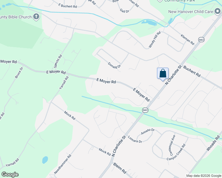 map of restaurants, bars, coffee shops, grocery stores, and more near 416 East Moyer Road in Pottstown