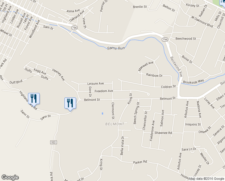 map of restaurants, bars, coffee shops, grocery stores, and more near 198 Clermont Street in Johnstown