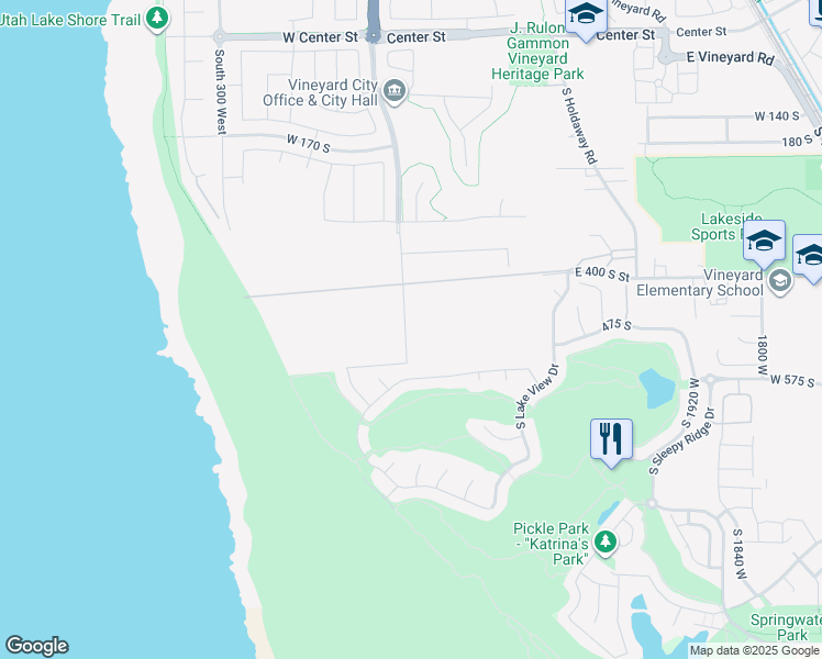 map of restaurants, bars, coffee shops, grocery stores, and more near 473 South Main Street in Vineyard