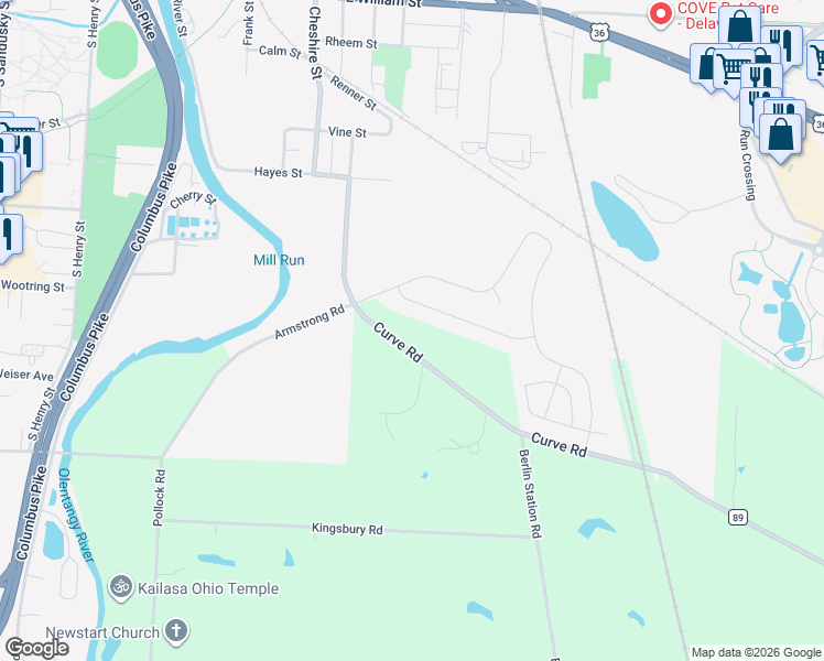 map of restaurants, bars, coffee shops, grocery stores, and more near 401 Curve Road in Delaware