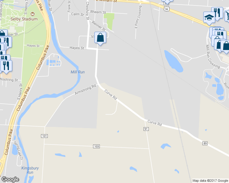 map of restaurants, bars, coffee shops, grocery stores, and more near 401 Curve Road in Delaware