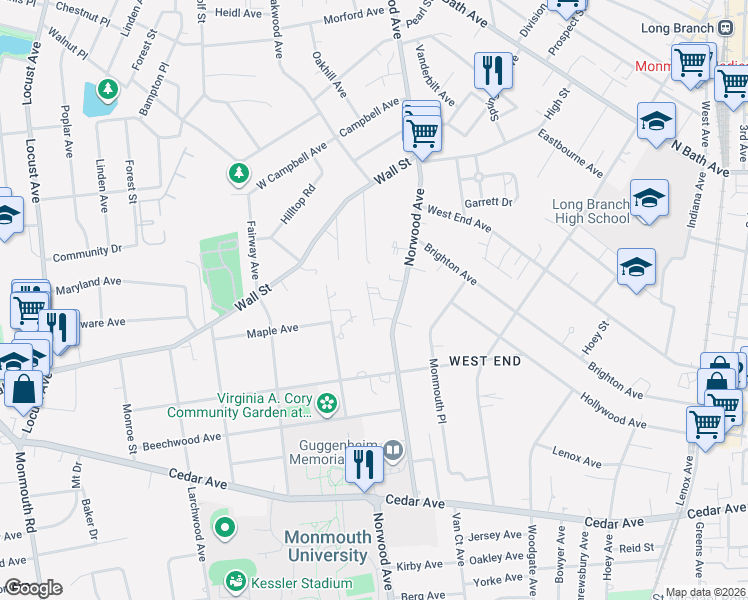 map of restaurants, bars, coffee shops, grocery stores, and more near 310 Norwood Avenue in West Long Branch