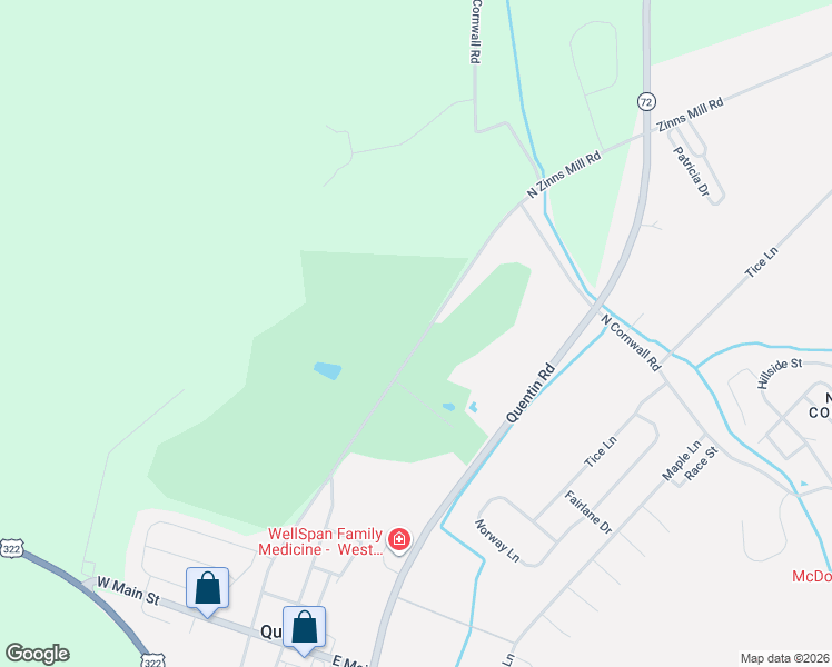 map of restaurants, bars, coffee shops, grocery stores, and more near 169 North Zinns Mill Road in Lebanon