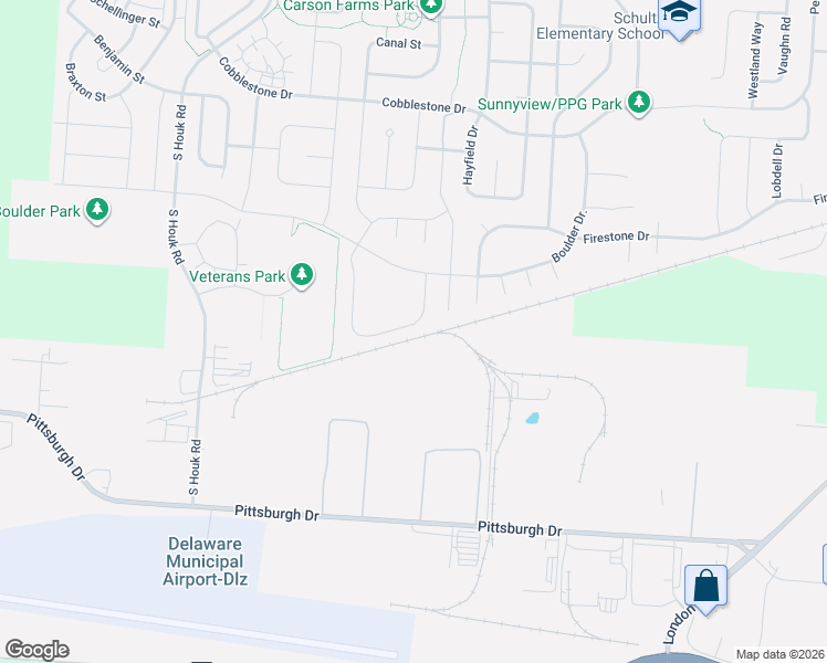 map of restaurants, bars, coffee shops, grocery stores, and more near 136 Firestone Court in Delaware