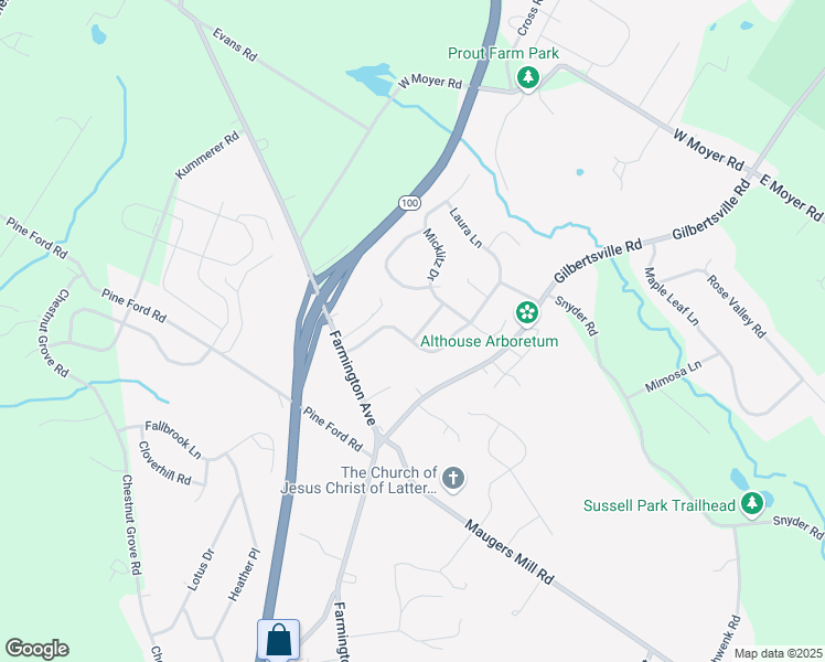 map of restaurants, bars, coffee shops, grocery stores, and more near 1623 Brynne Lane in Pottstown