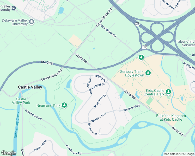 map of restaurants, bars, coffee shops, grocery stores, and more near 27 Radcliff Drive in Doylestown