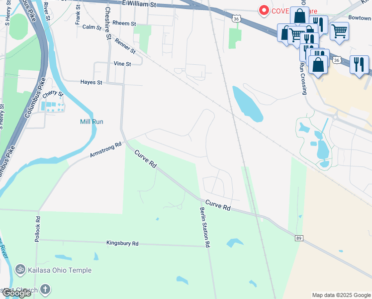 map of restaurants, bars, coffee shops, grocery stores, and more near 495 Randall Road in Delaware