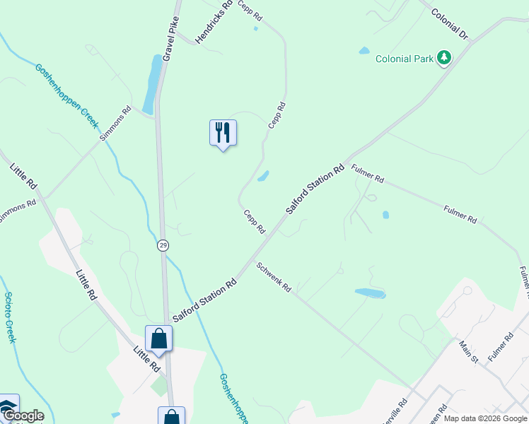 map of restaurants, bars, coffee shops, grocery stores, and more near 3 Cepp Road in Perkiomenville