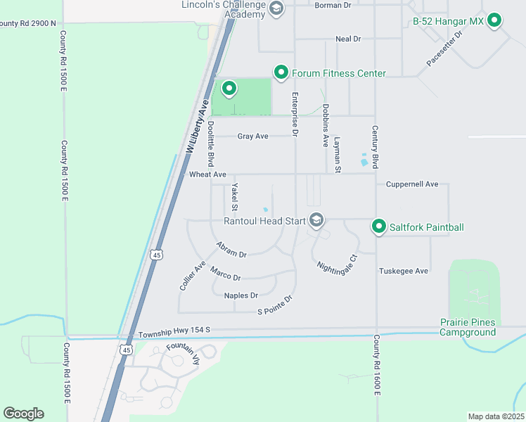 map of restaurants, bars, coffee shops, grocery stores, and more near 217 West Frost Avenue in Rantoul