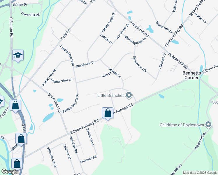map of restaurants, bars, coffee shops, grocery stores, and more near 100 Woodcrest Lane in Doylestown