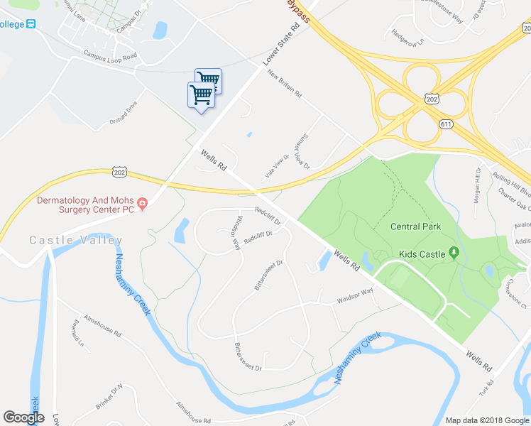map of restaurants, bars, coffee shops, grocery stores, and more near 25 Radcliff Drive in Doylestown