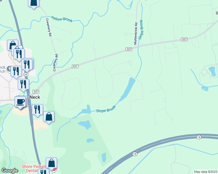 map of restaurants, bars, coffee shops, grocery stores, and more near 14 Yearling Path in Monmouth County