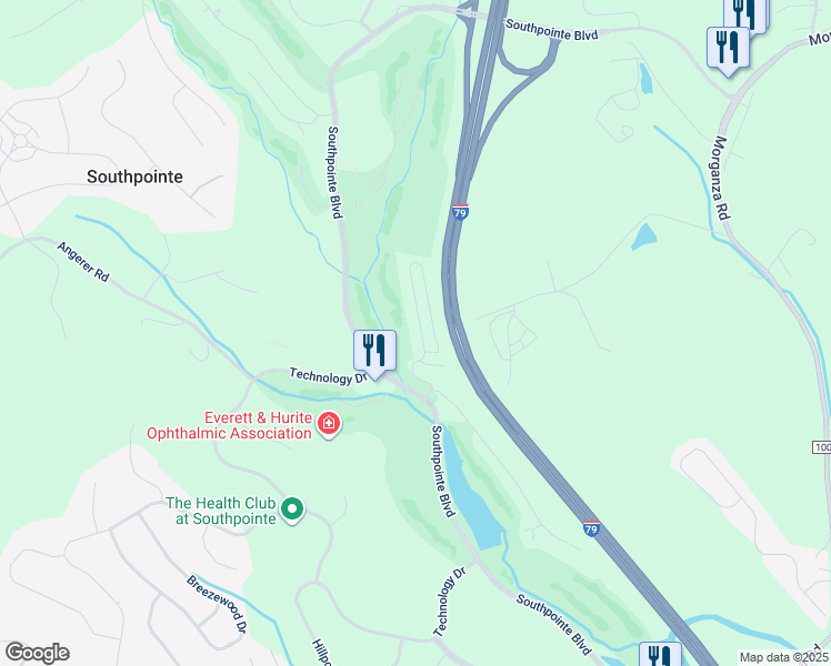 map of restaurants, bars, coffee shops, grocery stores, and more near 1512 Eagle Pointe Drive in Canonsburg