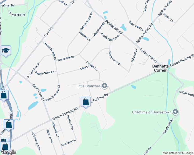 map of restaurants, bars, coffee shops, grocery stores, and more near 120 Woodcrest Lane in Doylestown