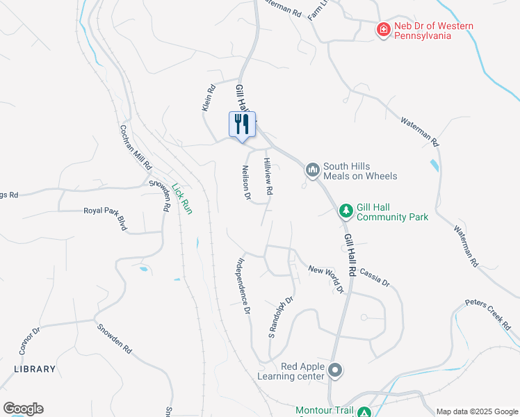 map of restaurants, bars, coffee shops, grocery stores, and more near 200 Hillview Road in Clairton