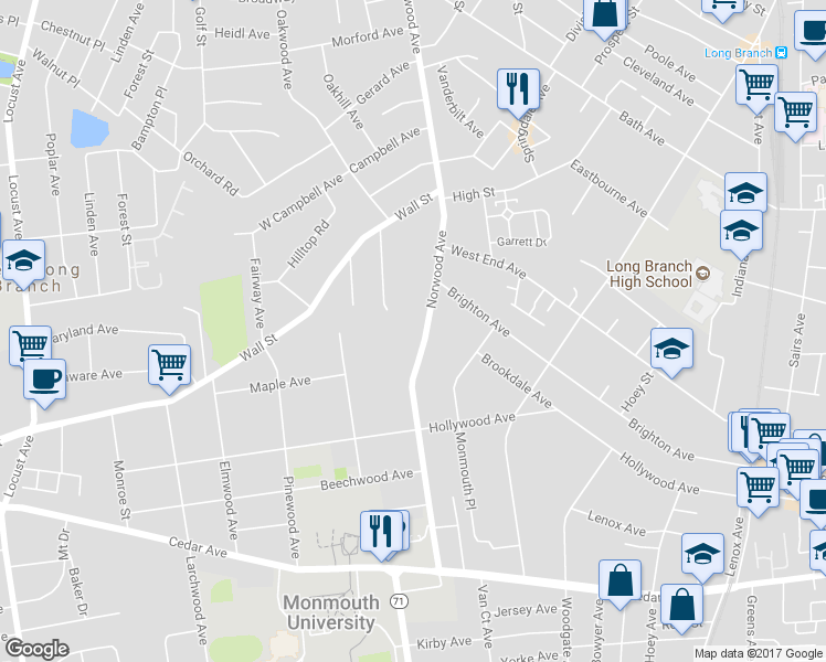 map of restaurants, bars, coffee shops, grocery stores, and more near 320 Norwood Avenue in West Long Branch