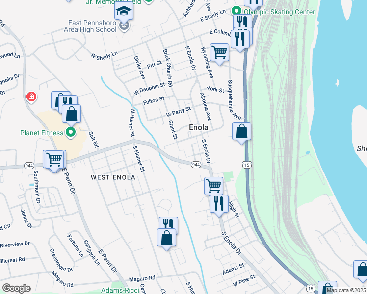 map of restaurants, bars, coffee shops, grocery stores, and more near 303 Villa Vista Drive in Enola