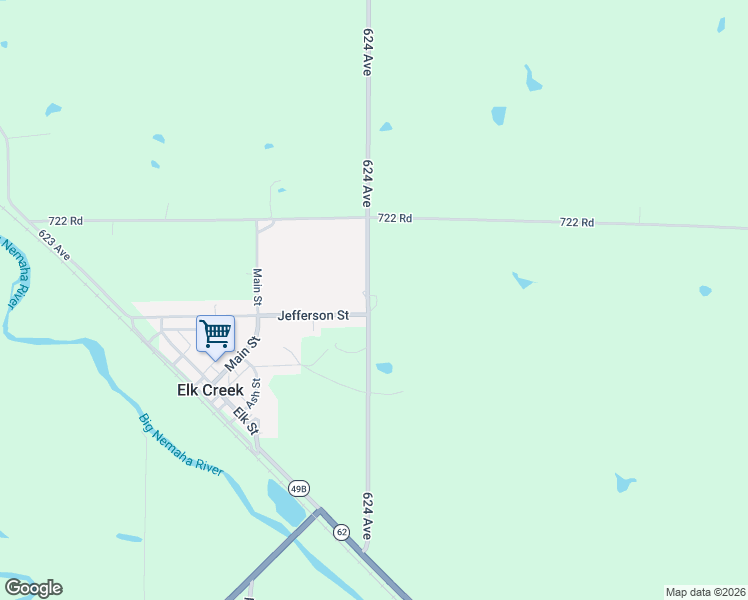 map of restaurants, bars, coffee shops, grocery stores, and more near 72182 624 Avenue in Elk Creek