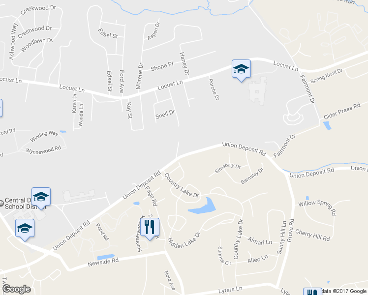 map of restaurants, bars, coffee shops, grocery stores, and more near 5730 Union Deposit Road in Harrisburg