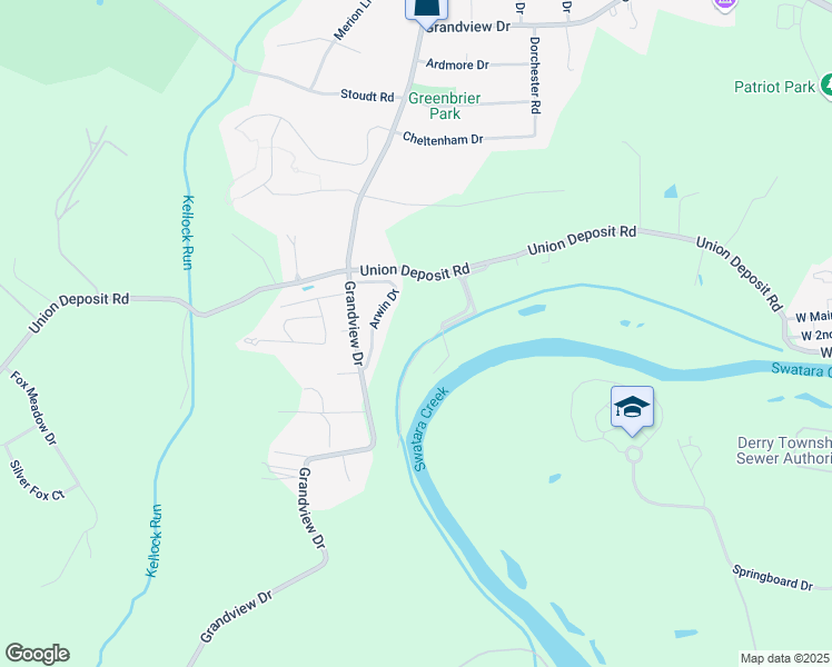 map of restaurants, bars, coffee shops, grocery stores, and more near 150 Grandview Drive in Hummelstown