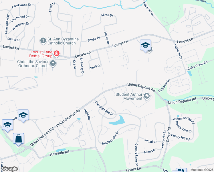 map of restaurants, bars, coffee shops, grocery stores, and more near 5730 Union Deposit Road in Harrisburg