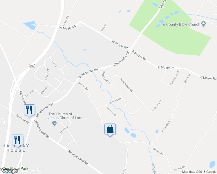 map of restaurants, bars, coffee shops, grocery stores, and more near 88 Maple Leaf Lane in Pottstown