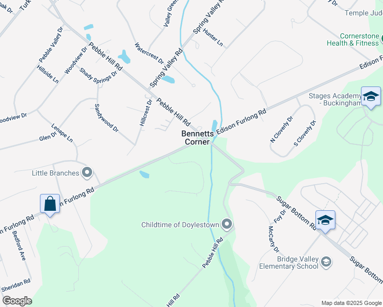 map of restaurants, bars, coffee shops, grocery stores, and more near 203 Briarwood Court in Doylestown