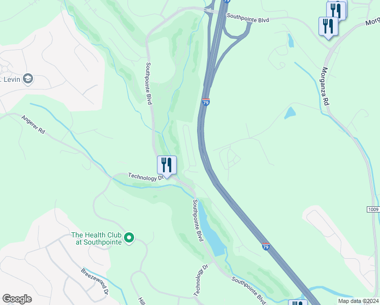 map of restaurants, bars, coffee shops, grocery stores, and more near 1512 Eagle Pointe Drive in Canonsburg