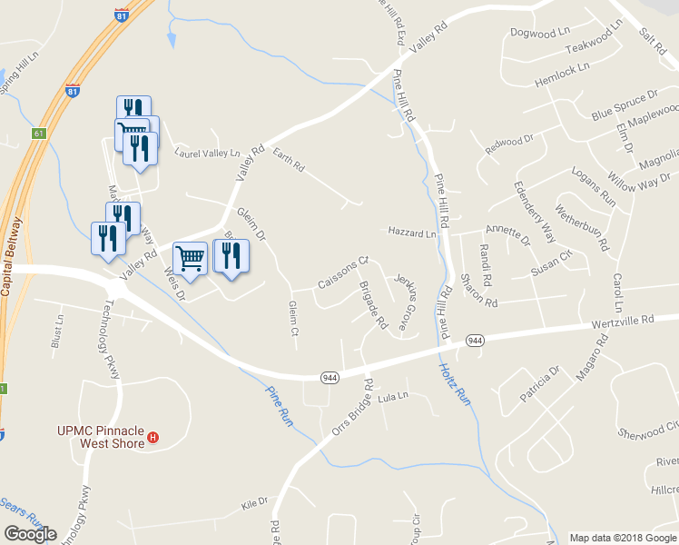 map of restaurants, bars, coffee shops, grocery stores, and more near 4080 Caissons Court in Enola