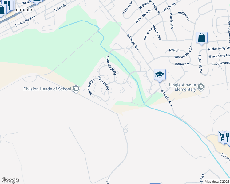 map of restaurants, bars, coffee shops, grocery stores, and more near 1930 Wexford Road in Palmyra