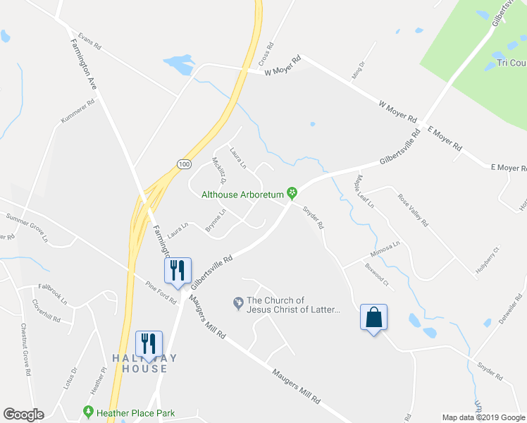 map of restaurants, bars, coffee shops, grocery stores, and more near 1805 Joanne Circle in Pottstown