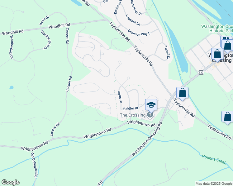 map of restaurants, bars, coffee shops, grocery stores, and more near 12 Dillon Way in Washington Crossing