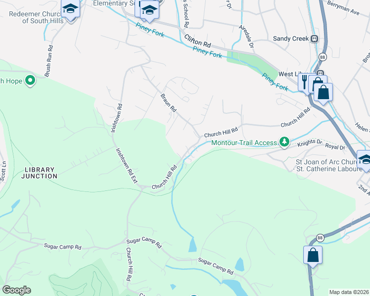 map of restaurants, bars, coffee shops, grocery stores, and more near 962 Church Hill Road in Venetia