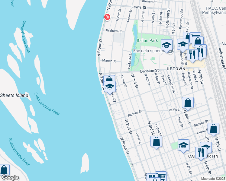 map of restaurants, bars, coffee shops, grocery stores, and more near in 