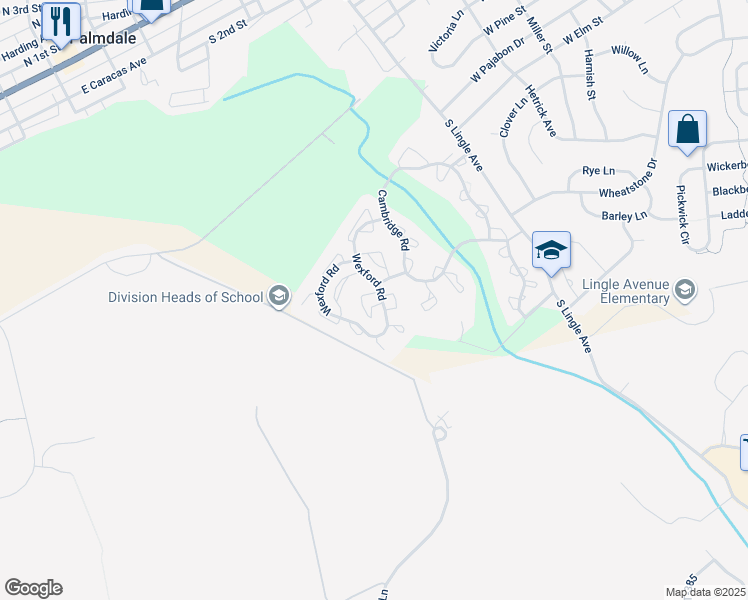 map of restaurants, bars, coffee shops, grocery stores, and more near 1917 Wexford Road in Palmyra