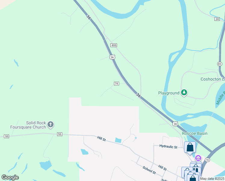 map of restaurants, bars, coffee shops, grocery stores, and more near in Coshocton