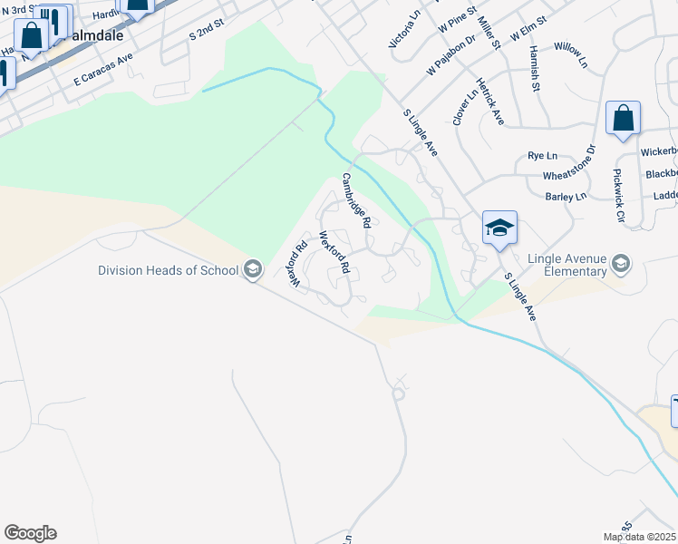 map of restaurants, bars, coffee shops, grocery stores, and more near 1917 Wexford Road in Palmyra
