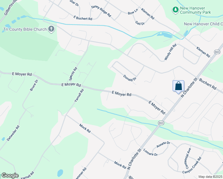 map of restaurants, bars, coffee shops, grocery stores, and more near 401 East Moyer Road in Pottstown