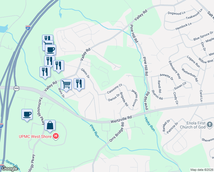 map of restaurants, bars, coffee shops, grocery stores, and more near 4066 Caissons Court in Enola