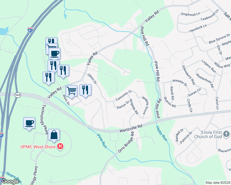 map of restaurants, bars, coffee shops, grocery stores, and more near 2265 A Earth Road in Enola