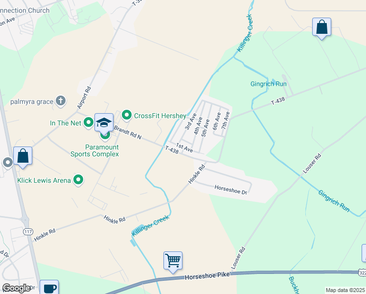 map of restaurants, bars, coffee shops, grocery stores, and more near 553 Palm City Park in Annville