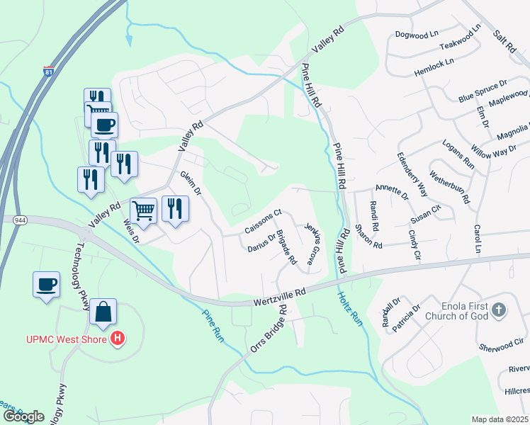 map of restaurants, bars, coffee shops, grocery stores, and more near 4066 Caissons Ct in Enola