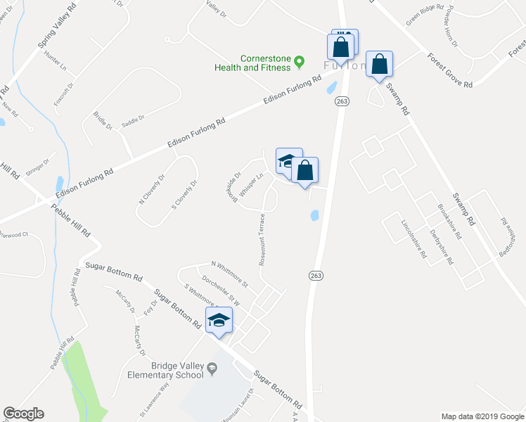 map of restaurants, bars, coffee shops, grocery stores, and more near 3214 Brookside Drive in Furlong