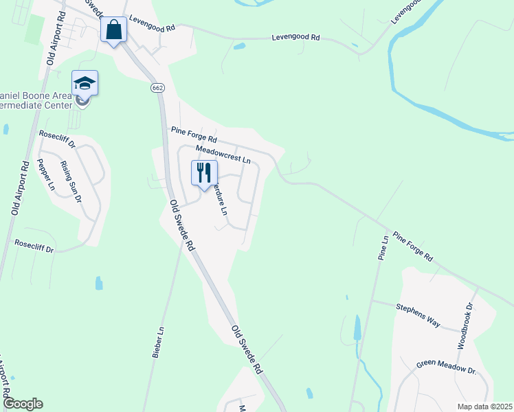 map of restaurants, bars, coffee shops, grocery stores, and more near 515 Meadowcrest Lane in Douglassville
